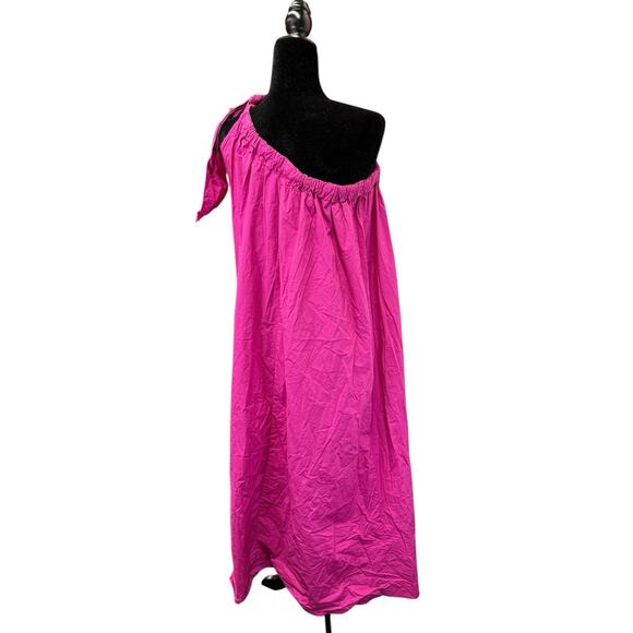 Mango Fuchsia One-Shoulder Cotton Maxi Dress Size Small – Fits S/M - Picture 7 of 14